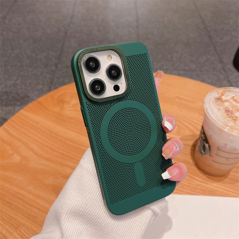 Ốp Điện Thoại Cứng Có Lỗ Thoát Nhiệt Từ Tính Cho Iphone 14 13 11 12 Pro Max 14 Plus 11 Pro