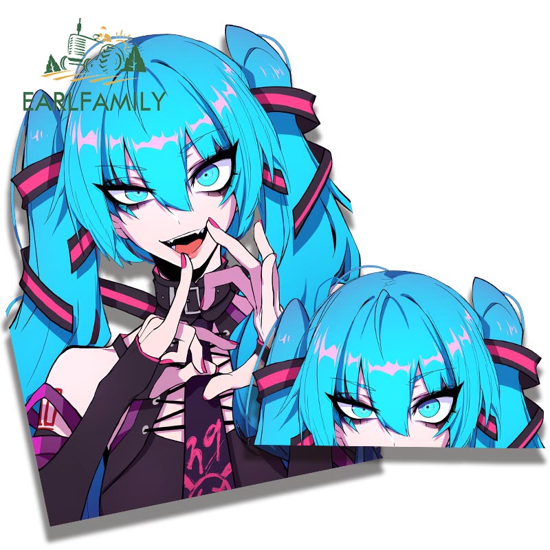 Đề Can Dán Kính Chắn Gió Xe Hơi / Cửa Sổ / Tủ Lạnh / Cửa Sổ Hình Hatsune Miku 13cm Chống Thấm Nước