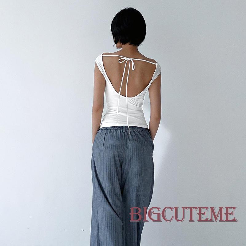 Áo Thun Tay Ngắn Hở Vai Màu Trắng Trơn Thời Trang Dành Cho Nữ