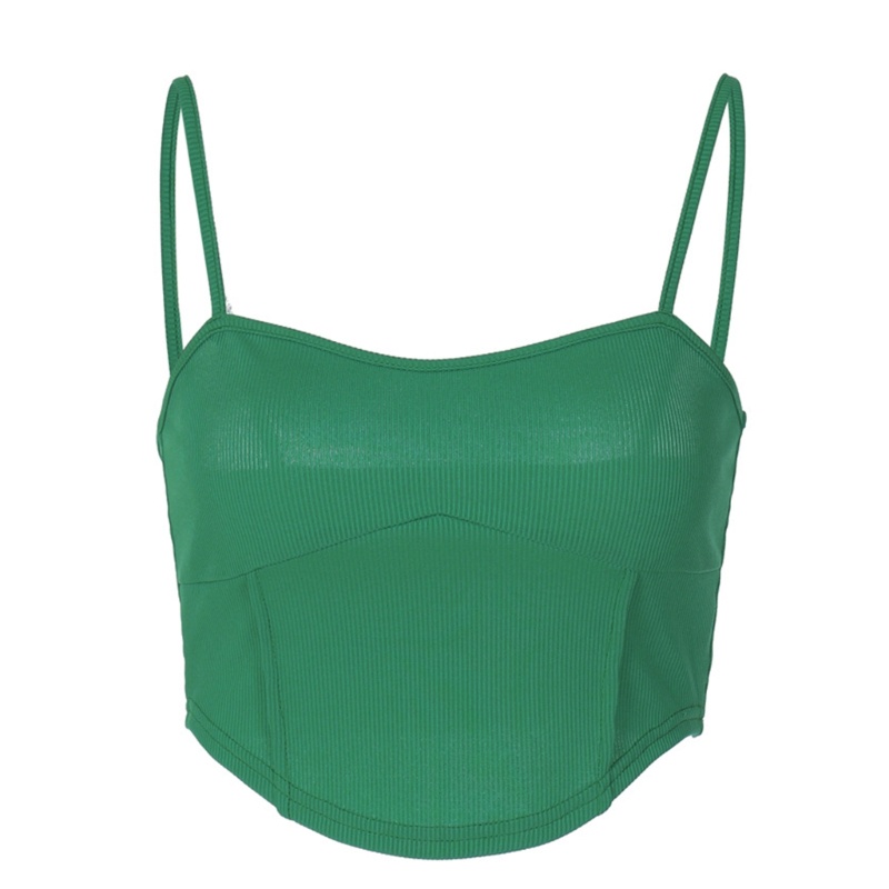 Áo Croptop Dệt Kim Hai Dây Cổ Chữ V Hở Lưng Phong Cách Quyến Rũ