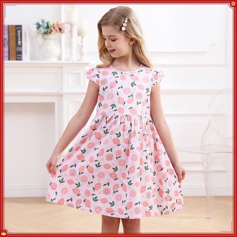Đầm Công Chúa Mùa Hè Tay Cộc Bằng Vải Cotton Nguyên Chất Mỏng Thời Trang Mới Kích Thước 100-160cm Cho Bé Gái