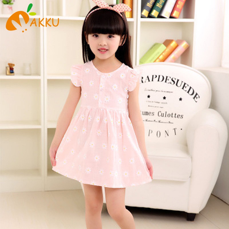 Đầm cotton In Hoa Thời Trang Mùa Hè Hàn Quốc Cho Bé Gái AKKU