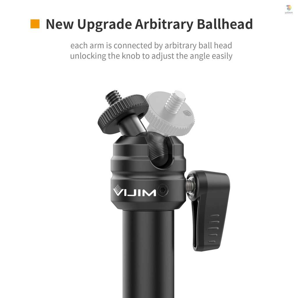 Giá Đỡ Mở Rộng VIJIM LS06 2 Phần Tay Nối Dài Linh Hoạt Bằng Hợp Kim Nhôm 1 / 4 Inch Vít 360° Đầu Bi Xoay Được 1KG Tải Trọng 1KG Chất Lượng Cao