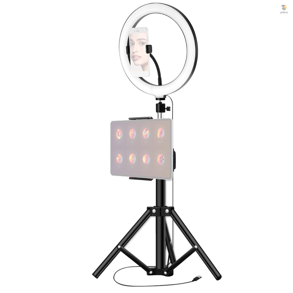 Vòng Đèn LED 26cm / 10inch 3 Màu 10 Cấp Độ 3200-5600K Có Giá Đỡ Điện Thoại / Máy Tính Bảng Đa Ứng Dụng