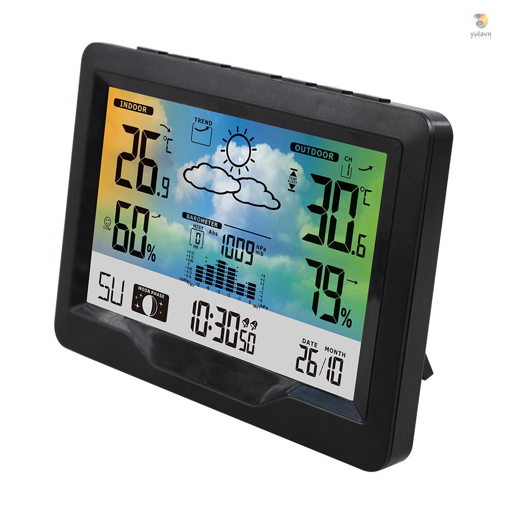 Trạm Dự Báo Thời Tiết Không Dây Màn Hình Màu Kỹ Thuật Số Cảm Ứng Nhiệt Độ Và Độ Ẩm Ngoài Trời