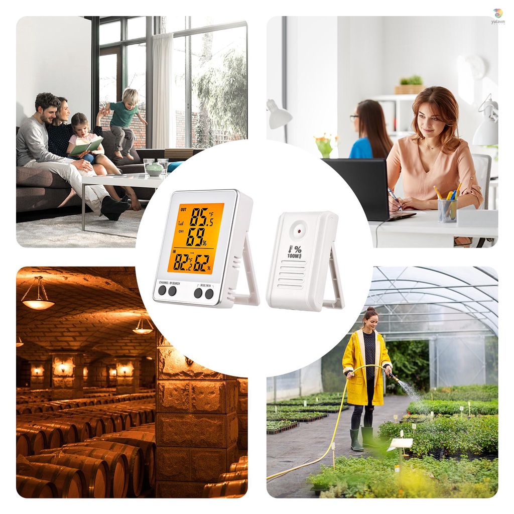 Nhiệt Kế Kỹ Thuật Số Cảm Biến 328ft / 100m Có Đèn Nền Tiện Dụng Cho Gia Đình / Văn Phòng