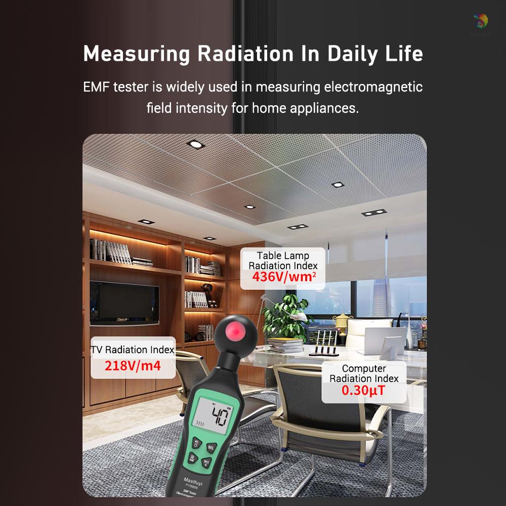 Máy Kiểm Tra Điện Từ Kỹ Thuật Số Mastfuyi FY8809 EMF Cầm Tay Có Đèn Nền Màn Hình LCD