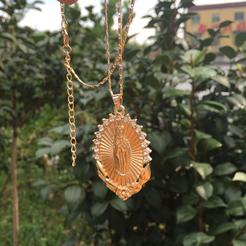 Vòng cổ Mặt Hình Đức Mẹ Maria Margot Đính Đá Zircon