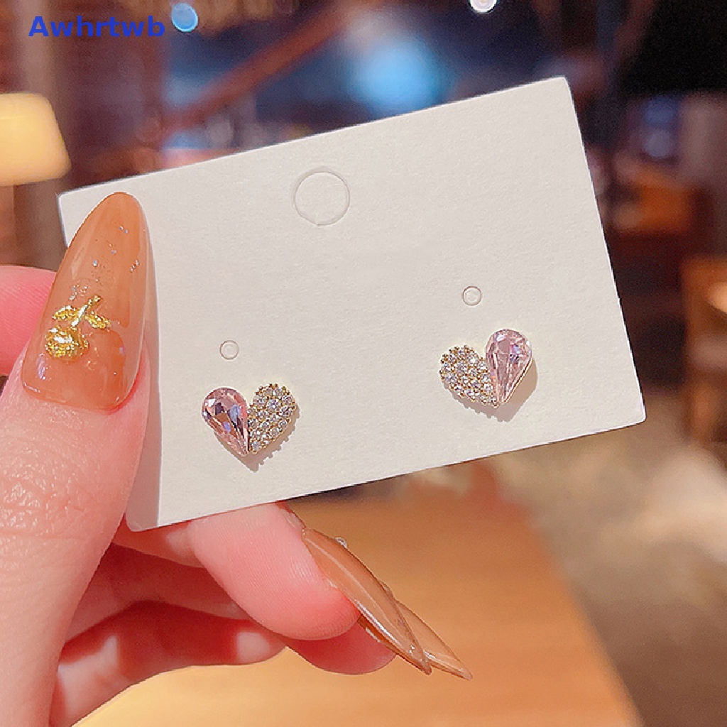 1 Đôi Bông Tai Hình Trái Tim Đính Đá Thời Trang Dành Cho Nữ Mới