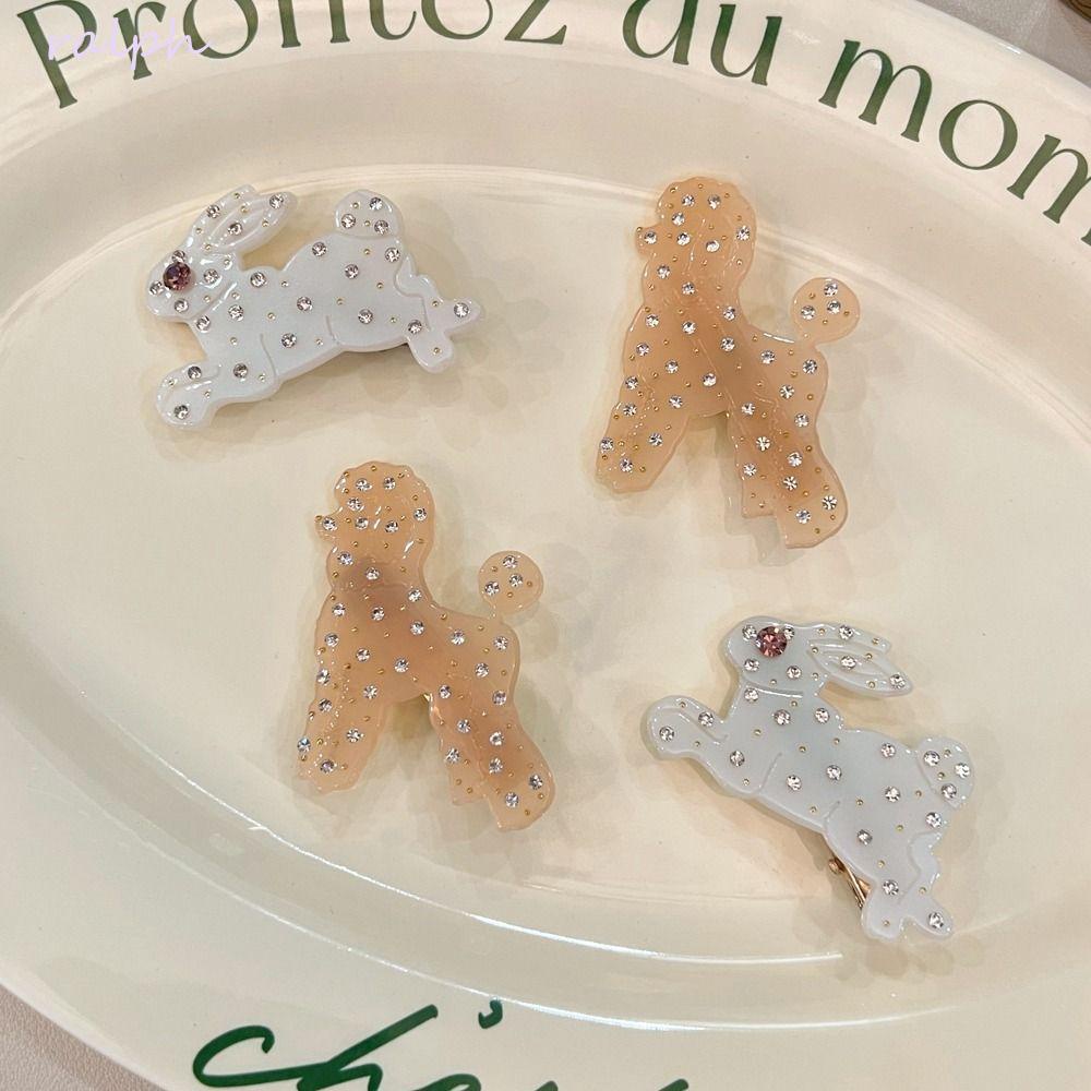 Kẹp Tóc Đính Đá Zircon Hình Chú Chó Poodle Hoạt Hình Dễ Thương Cho Bé Gái|Kẹp Mỏ Vịt Đa Năng Tiện Dụng