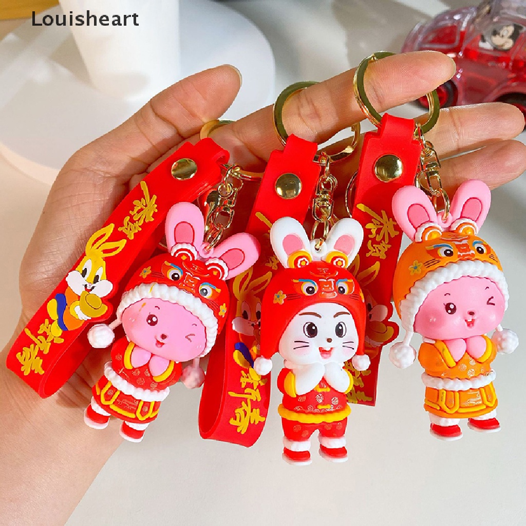 Louisheart Móc Khóa PVC Họa Tiết Thỏ Hoạt Hình Dễ Thương