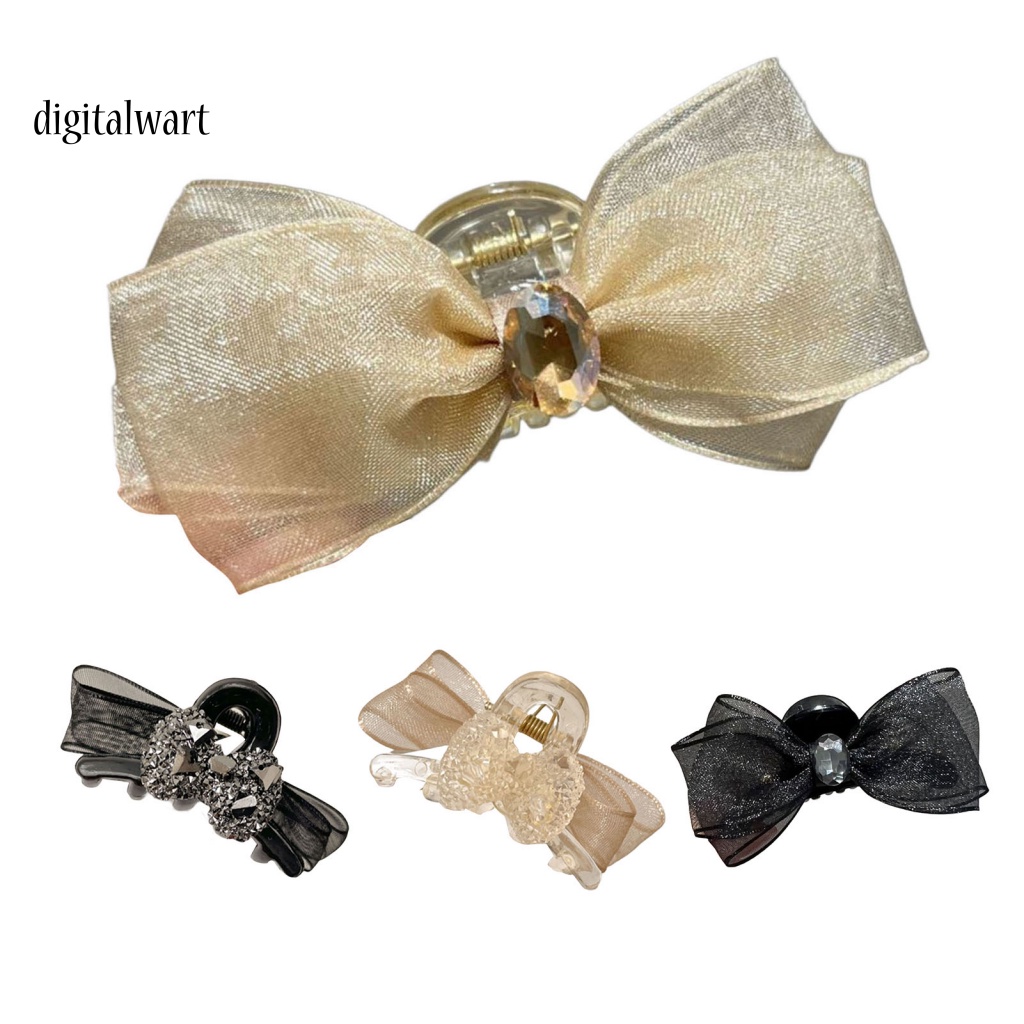 Kỹ Thuật Số| Kẹp Tóc Hình Nơ Hai Mặt Đính Đá Chống Trượt Co Giãn Thời Trang Dành Cho Nữ