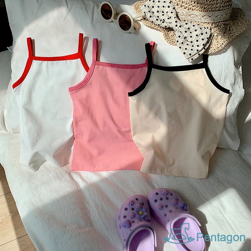 Áo Cotton Không Tay Màu Trơn Đơn Giản Thời Trang Mùa Hè Dành Cho Bé Gái