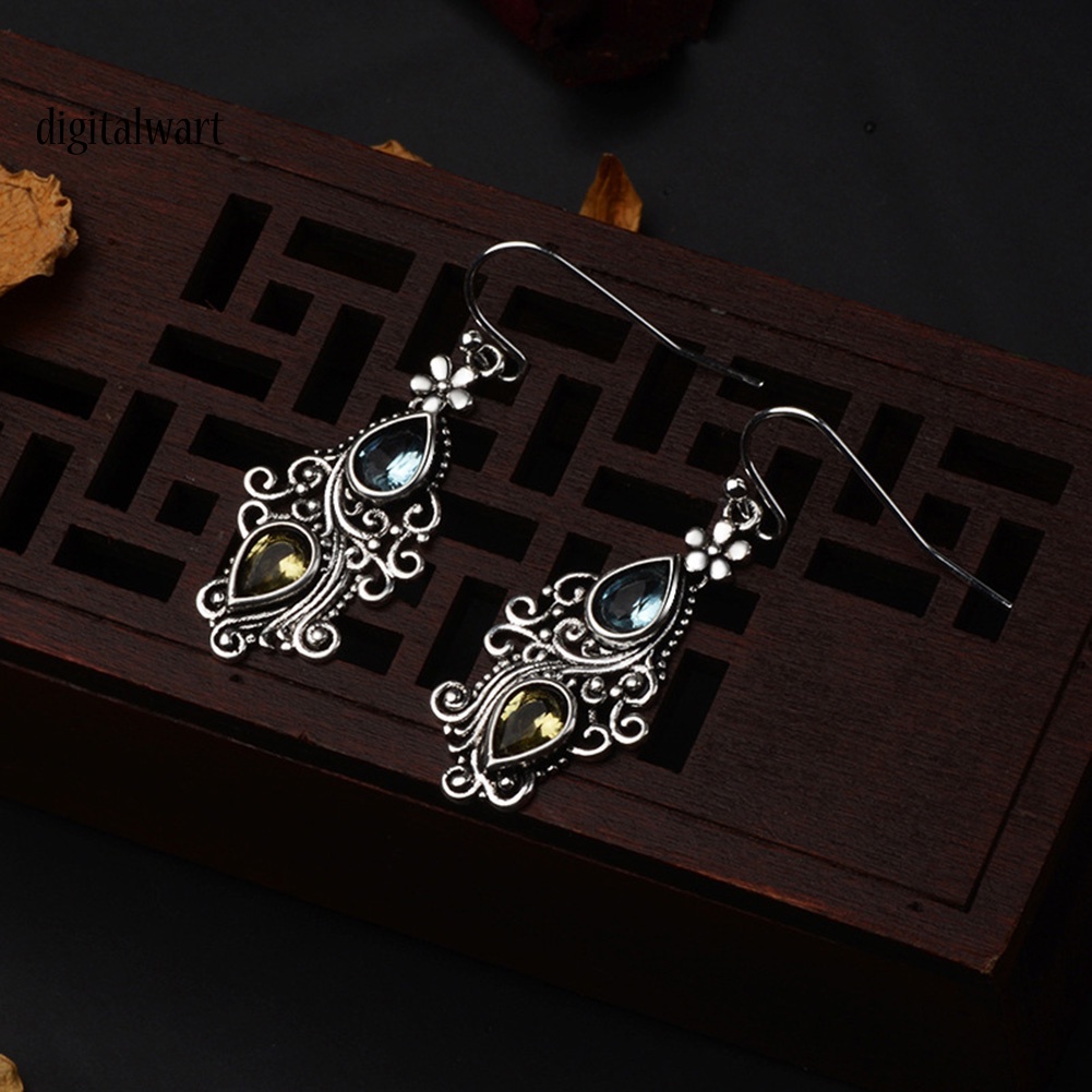 Kỹ Thuật Số| Bông Tai HợP Kim HìNh GiọT NướC ĐíNh Đá Vintage