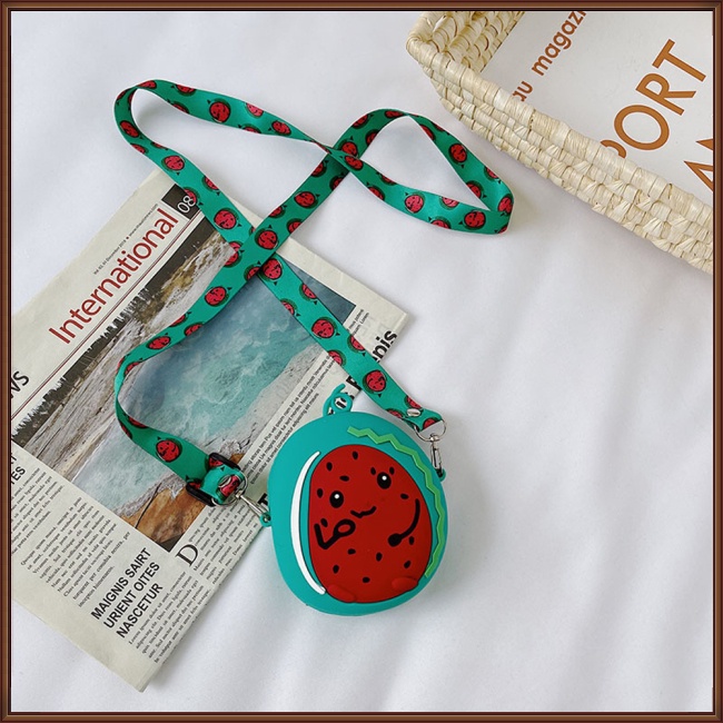 Túi Đeo Chéo Vai Đựng Tiền Xu Có Khóa Kéo Hình Trái Cây Dễ Thương Cho Bé Gái