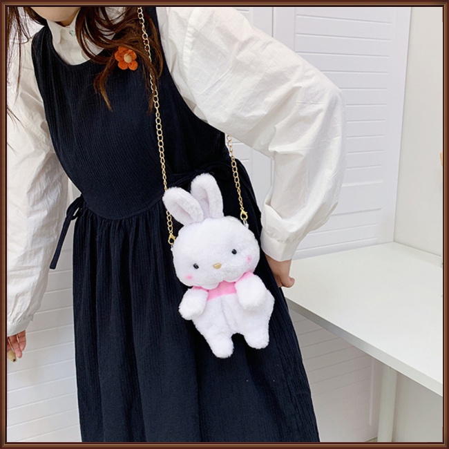 Túi Đeo Chéo Vai Hình Thỏ Hoạt Hình Có Khóa Kéo Thời Trang Dễ Thương Cho Nữ