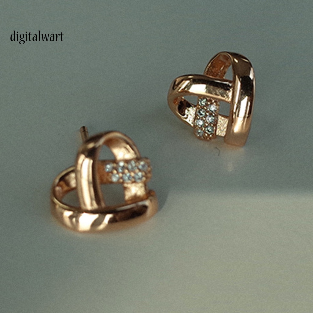 Kỹ Thuật Số| 1 Đôi Bông Tai Nữ Hình Thánh Giá, Trái Tim Đính Đá Lấp Lánh