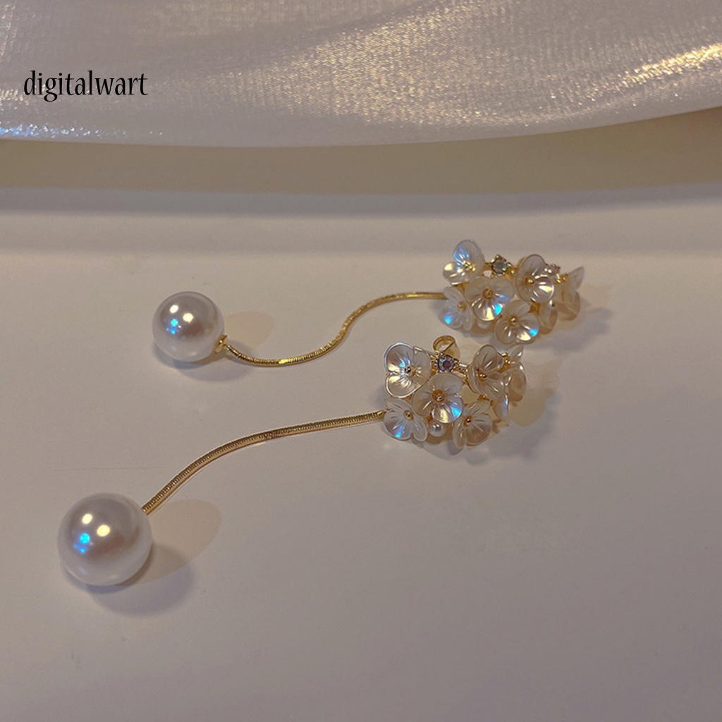 Kỹ Thuật Số| 1 Đôi Bông Tai Dáng Dài Hình Hoa Đính Ngọc Trai Nhân Tạo Thời Trang Dành Cho Nữ