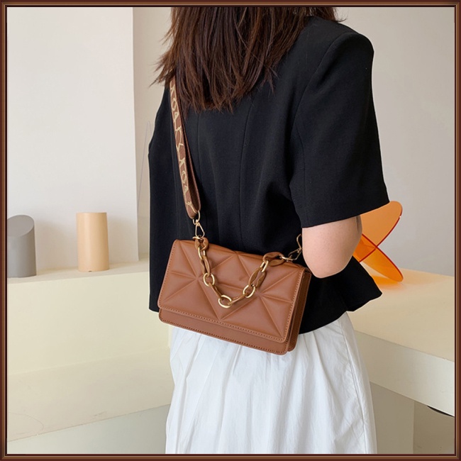 Túi Da Đeo Chéo Hình Vuông Cỡ Nhỏ Phối Dây Đeo Sợi Xích Thời Trang Cho Nữ