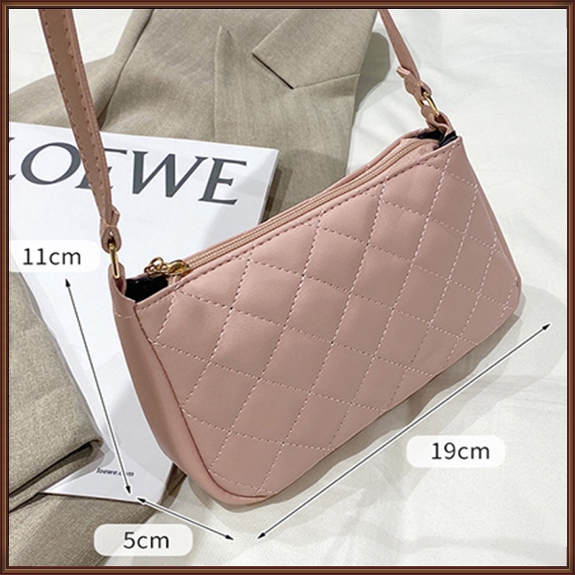 Túi Đeo Chéo Vai Bằng Da Nhân Tạo Màu Trơn Thêu Họa Tiết Hình Thoi Thời Trang Cho Nữ