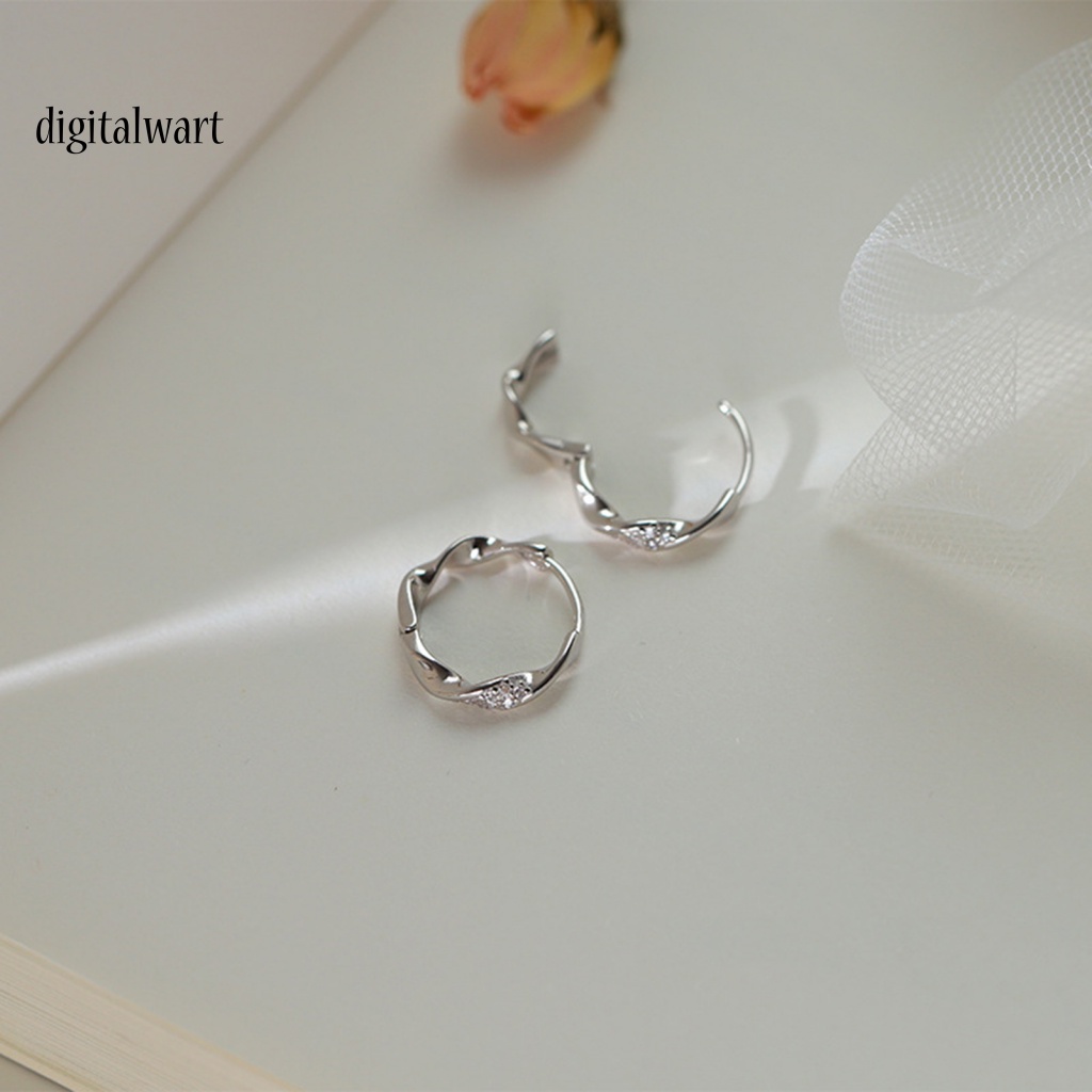 Kỹ Thuật Số| 1 Bông Tai Tròn Đính Đá Zircon Lấp Lánh Dễ Phối Đồ Thời Trang Cho Nữ