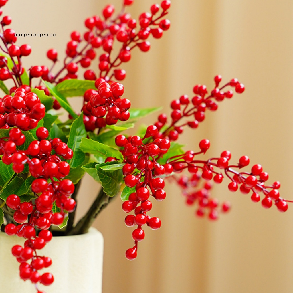 Spa Bộ 2 Nhánh Berry Giả Sống Động Tươi Tắn Không Cần Đóng Giả Trang Trí Nhà Cửa