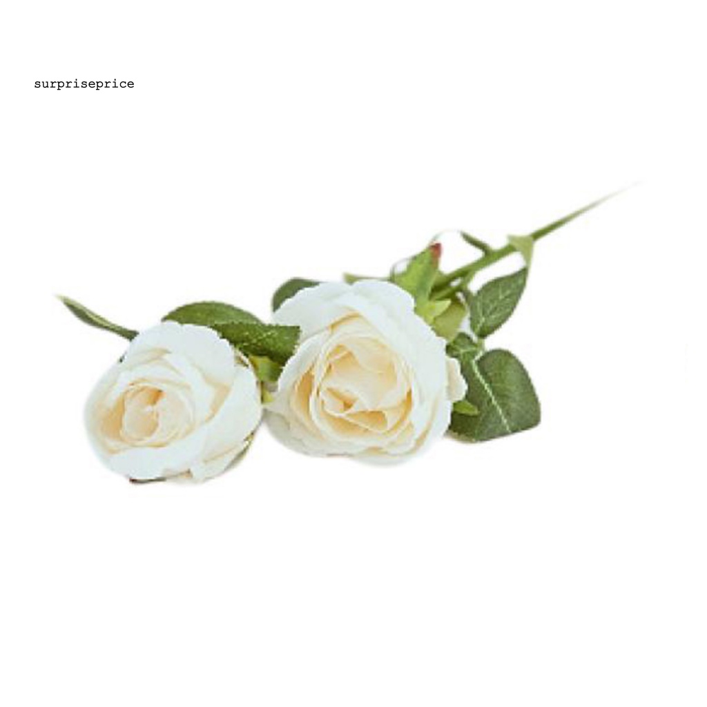Bó Hoa Hồng Nhân Tạo 2 Đầu Không Phai Màu Trang Trí Nhà Cửa / SPA