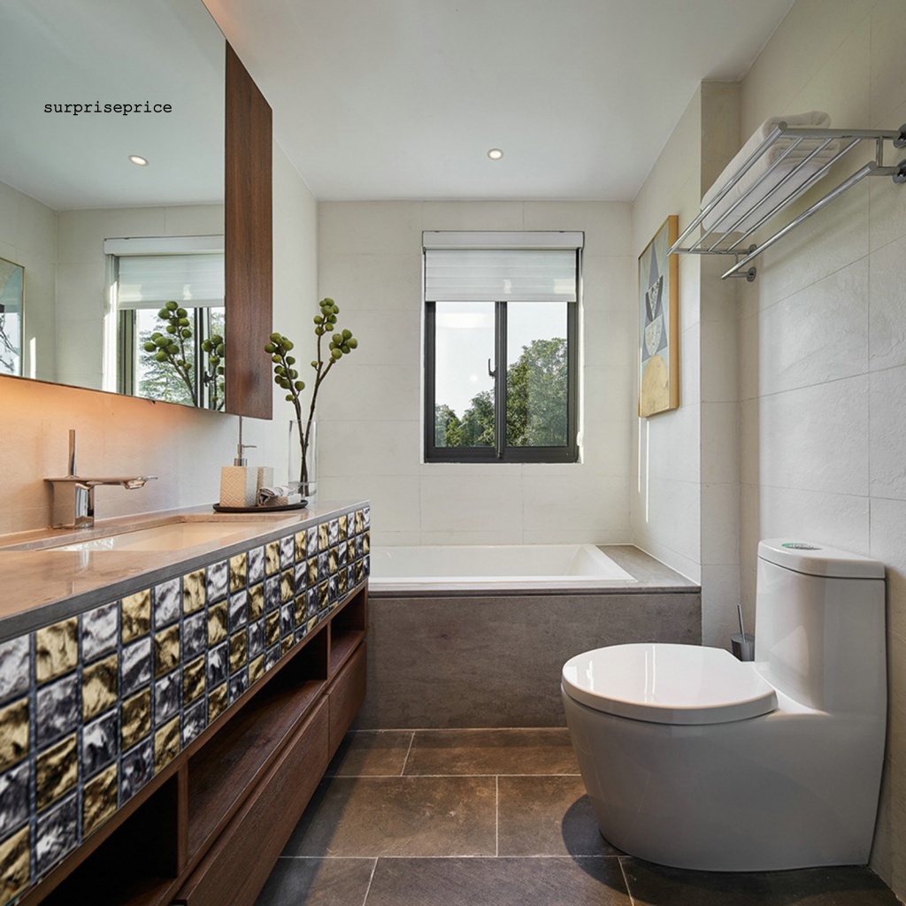 Set 10 Miếng Dán Tường / Sàn 3D Bằng PVC Chống Nước Dễ Lau Chùi DIY