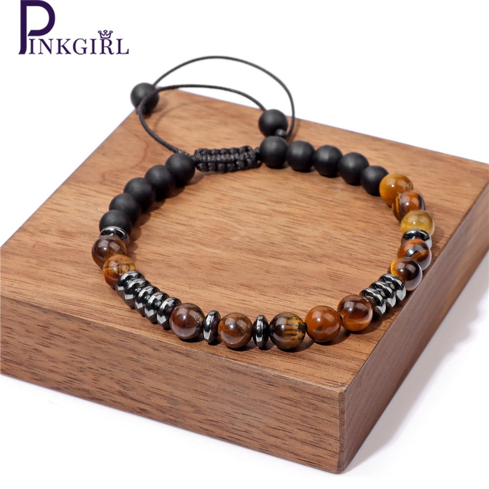 Vòng Tay Chuỗi Hạt Đá Mắt Hổ Tự Nhiên Khắc Chữ I Love You Dễ Điều Chỉnh Handmade Thời Trang Cho Cặp Đôi / Tình Bạn