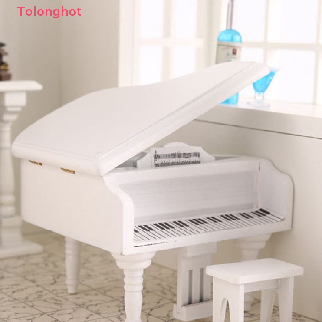 Mô Hình Đàn Piano Trắng Đen Tỉ Lệ 1: 12 Trang Trí Nhà Búp Bê