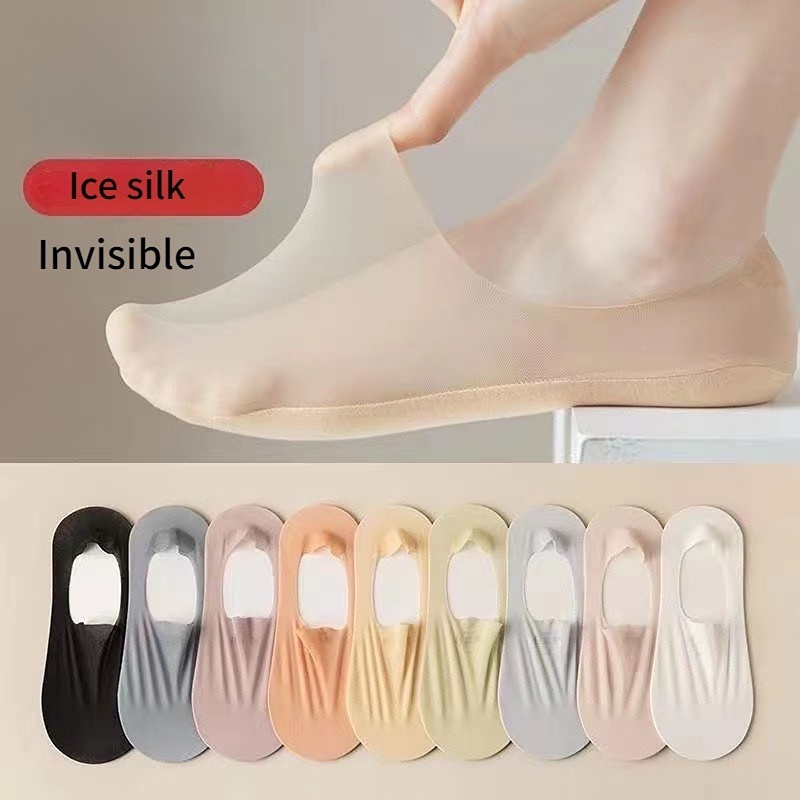 Take Talk Vớ Thuyền Bằng Cotton Lụa Lạnh Mỏng Và Silicone Chống Trượt Miệng Nông Cho Nữ