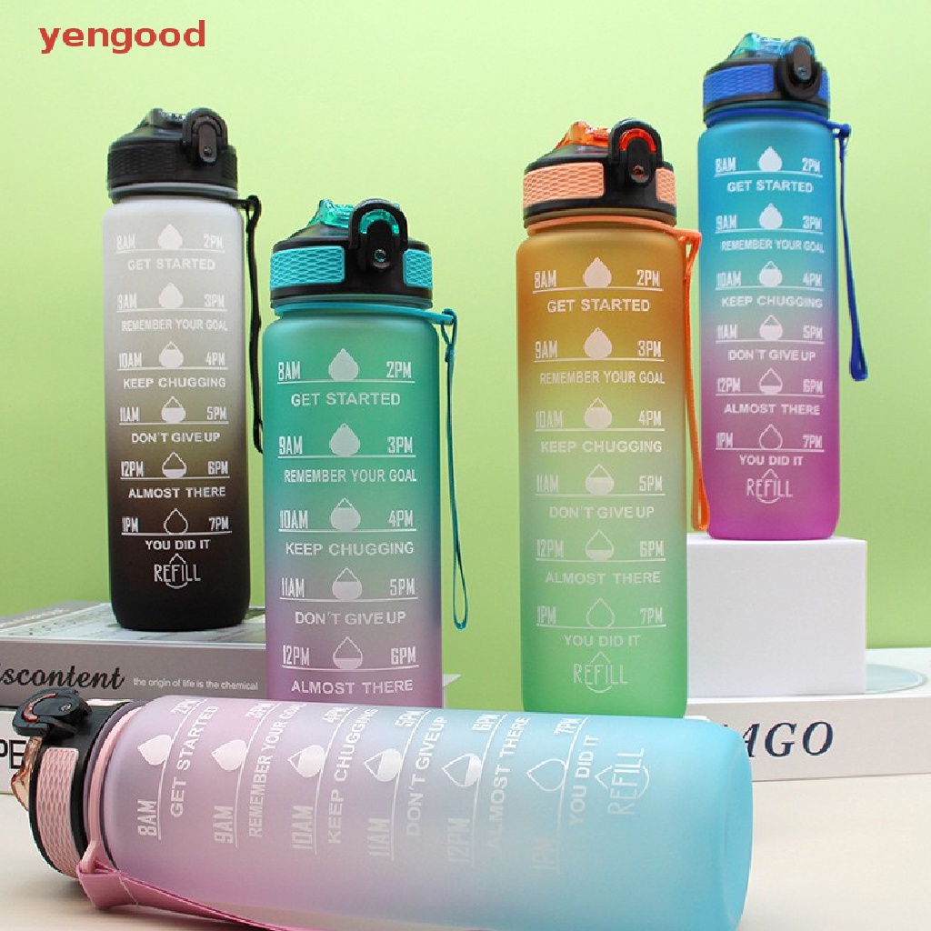 Bình Nước Thể Thao Bằng Nhựa Màu Sắc Gradient Dung Tích Lớn 1000ML