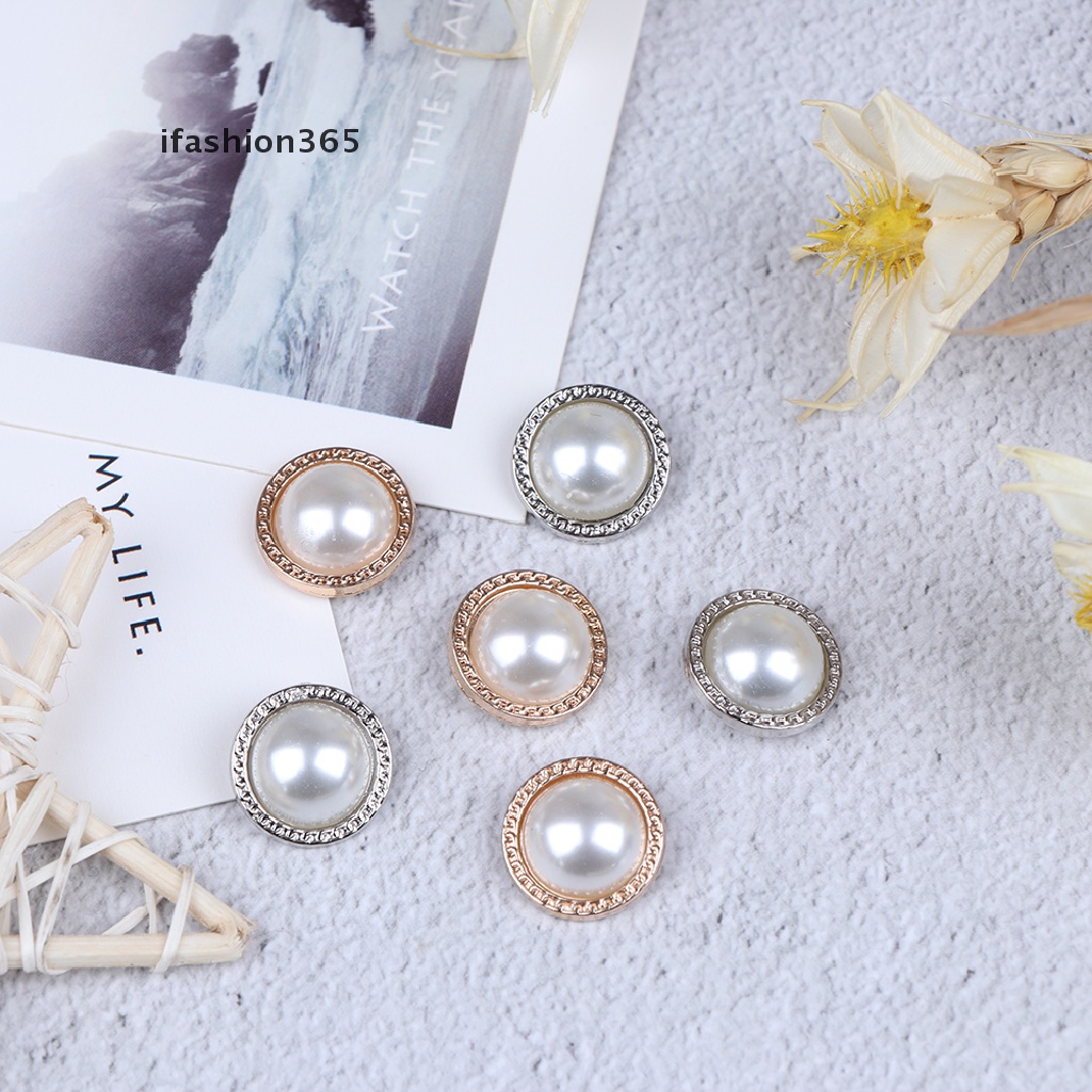 Set 10 Nút Kim Loại Hình Ngọc Trai Dùng Trang Trí Sổ Tay DIY ifashion365