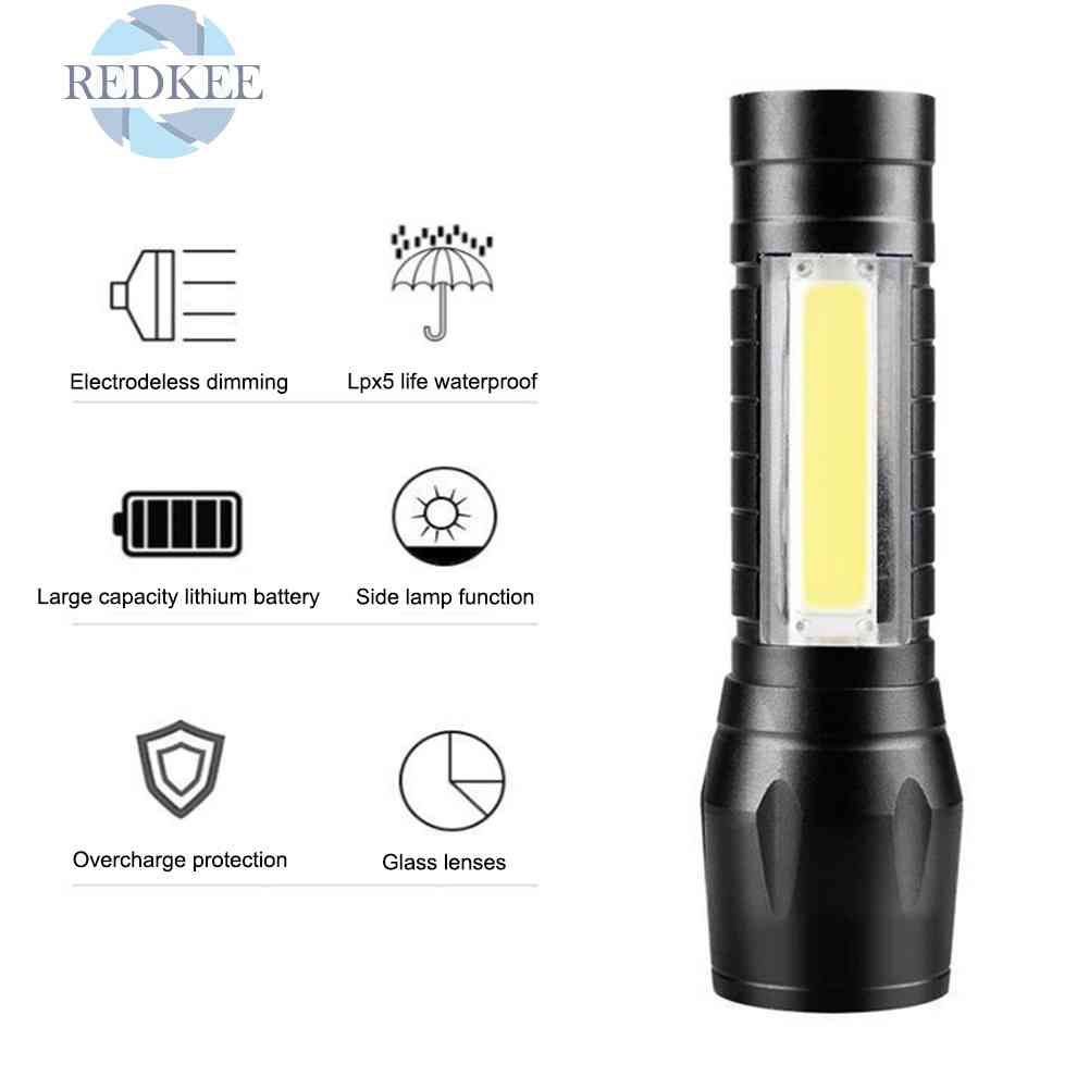 Đèn Pin LED Mini Chống Thấm Nước Sạc USB Tiện Lợi