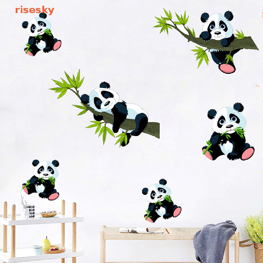 Decal Dán Tường Hình Gấu Trúc Hoạt Hình Trang Trí Phòng Khách