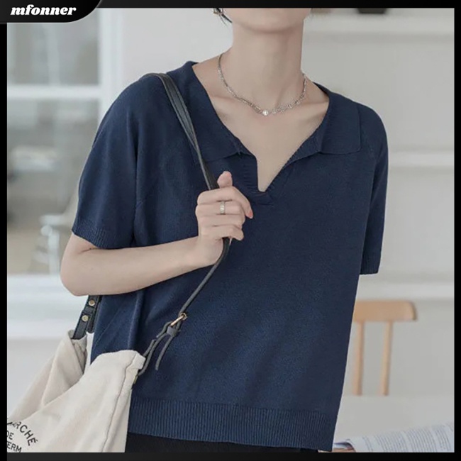 Áo Thun Nữ Tay Ngắn Dáng Rộng Màu Trơn Thời Trang Mùa Hè