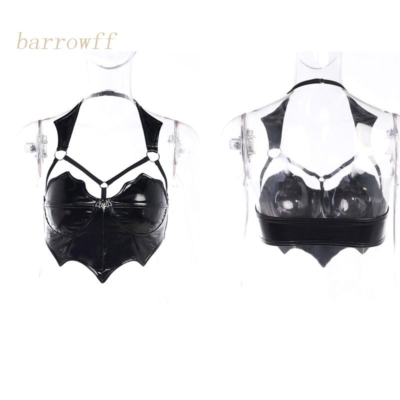 Áo Croptop Giả Da Hình Nhện Hở Lưng Quyến Rũ Cho Nữ