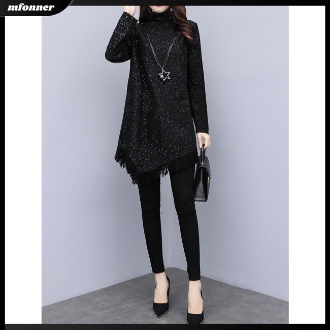 Đầm Dài Tay Cổ Cao Plus Size Cho Nữ