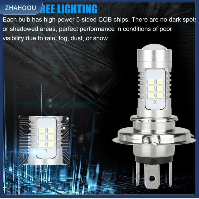 ☃Nhà Cửa☃ Set 4 Bóng Đèn Pha H4 9003 Hb2 6000k Ip67 Chống Thấm Nước 360 Độ Siêu Sáng