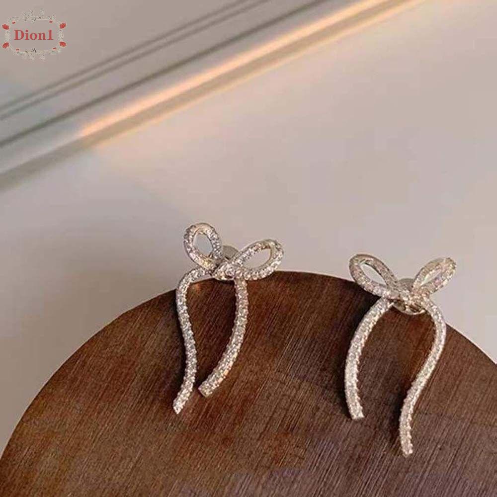 Din1 Bông Tai Hình Học Thắt Nơ Ruy Băng Tinh Tế Có Thể Tháo Rờ|Dây Chuyền Mặt Nơ Đính Đá Nhiều Màu Sắc|Đôi Bông Tai Hình Cánh Hoa Thời Trang Cho Nữ