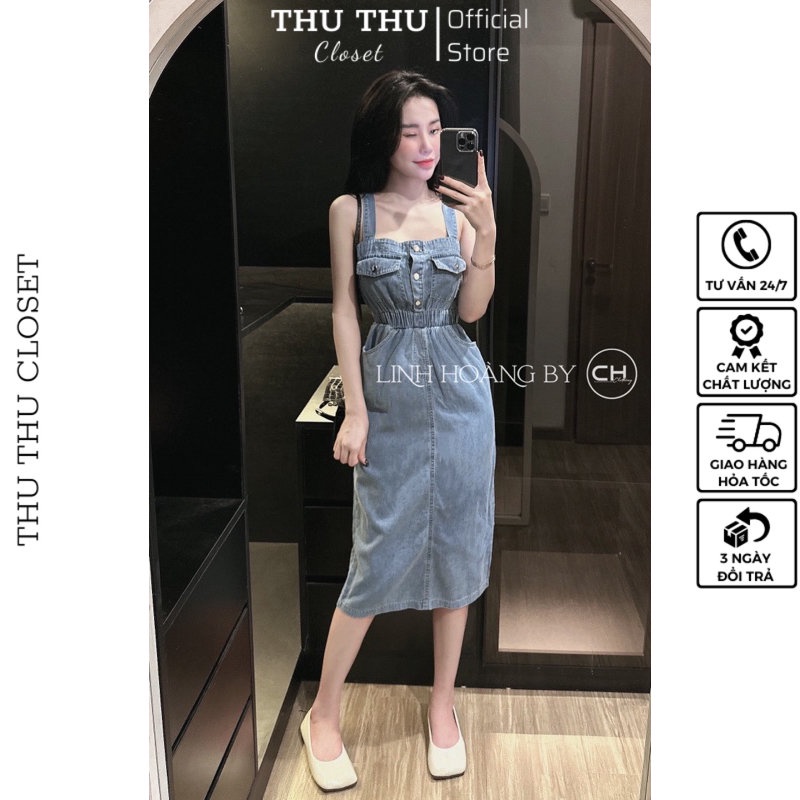 Váy bò hai dây chun eo về thêm size S M