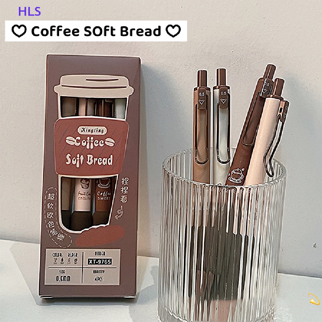 Set 4 Bút Mực Gel Mềm 0.5mm Màu Đen Hình Bánh Mì / Cà Phê