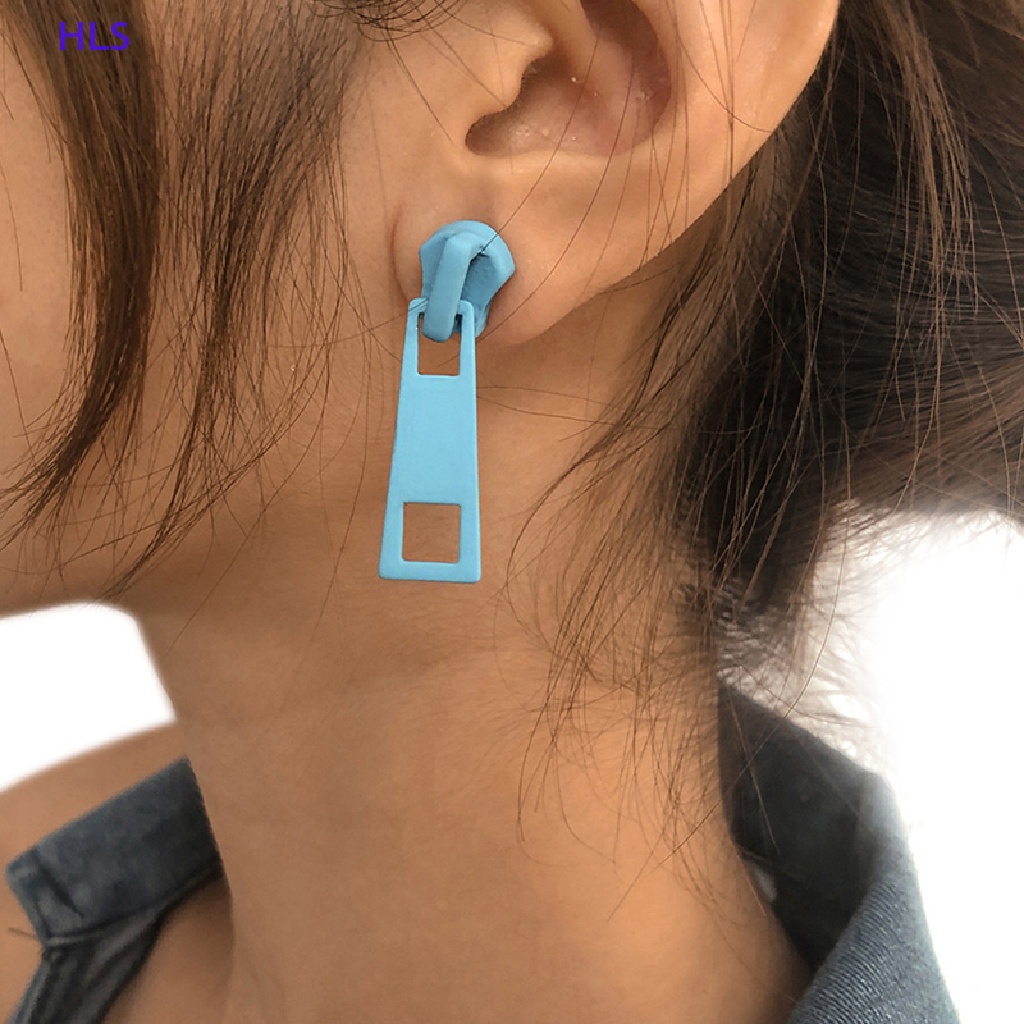 Khuyên Tai Hình Học Có Khóa Kéo Cá Tính Thời Trang Cho Nữ