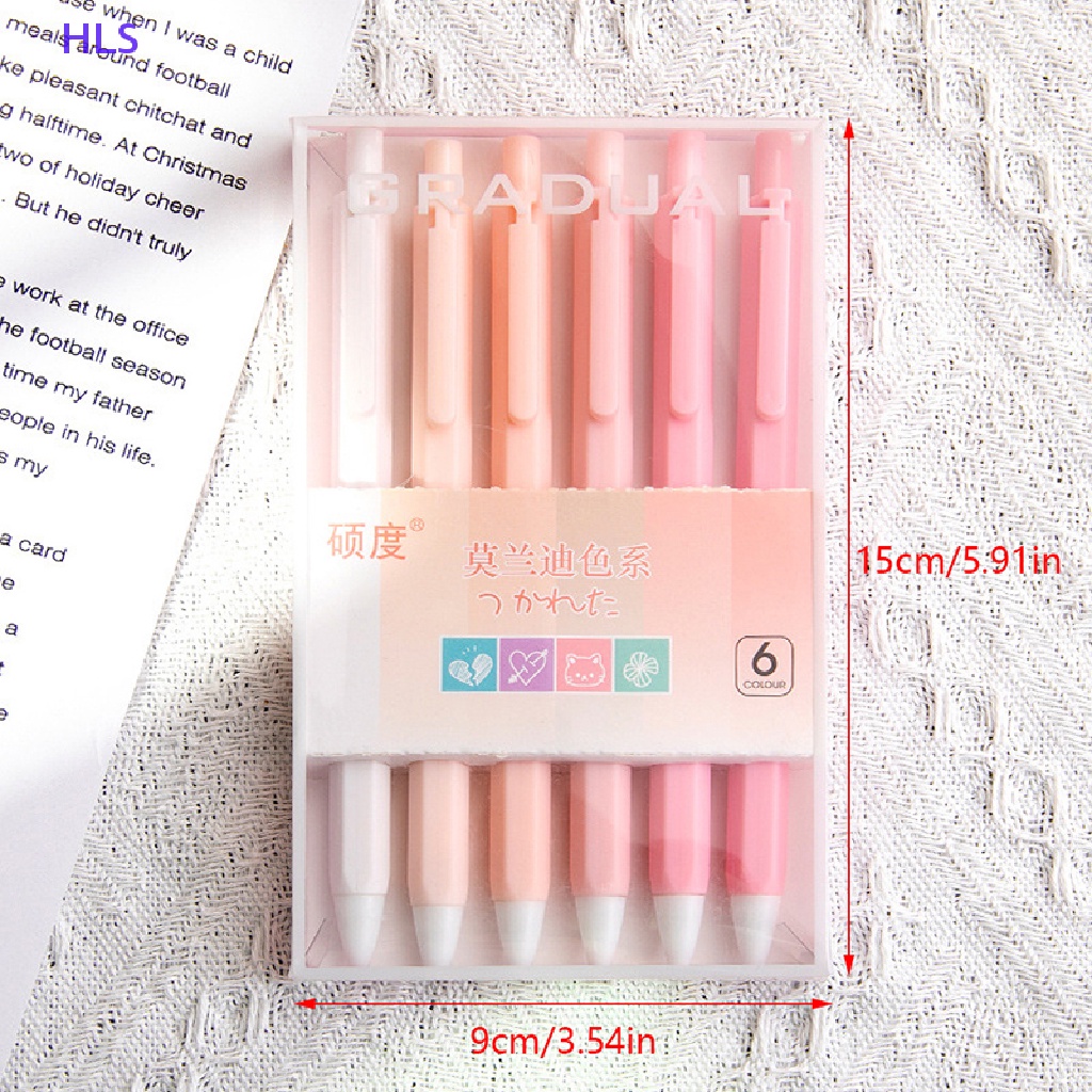 Set 6 Bút Mực Gel Ngòi 0.5mm Mực Đen Kiểu Dáng Dễ Thương Cho Học Sinh