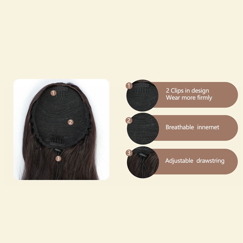 Ygt Tóc Giả Đuôi Ngựa Dài Gợn Sóng Bằng Sợi Tổng Hợp Màu Đen Dành Cho Nữ