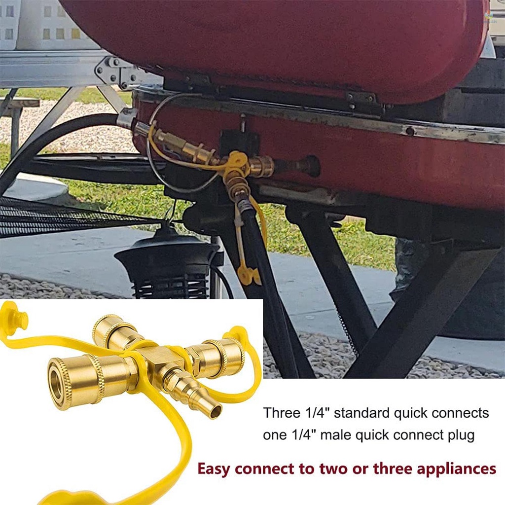 Đầu Nối Ống Nước 3 Cổng 1 / 4 '' Bằng Đồng Thau Cho Trailer / Motorhome / Gases / Cắm Trại