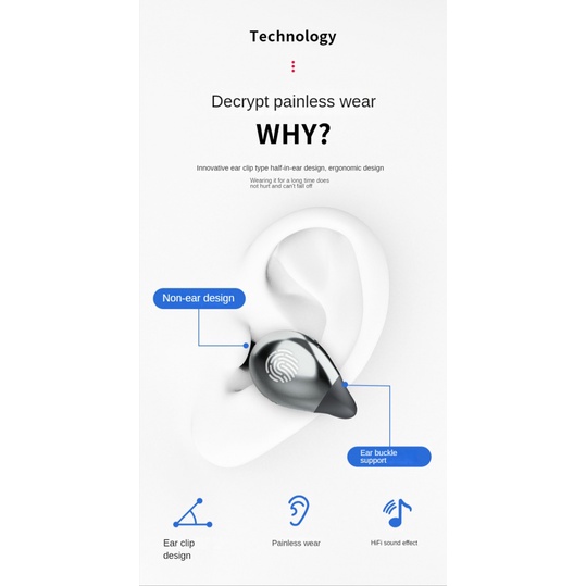 Tai Nghe Bluetooth 5.3 Vwxoo S19 Kẹp Vành Tai Không Dây Chuyên Dụng