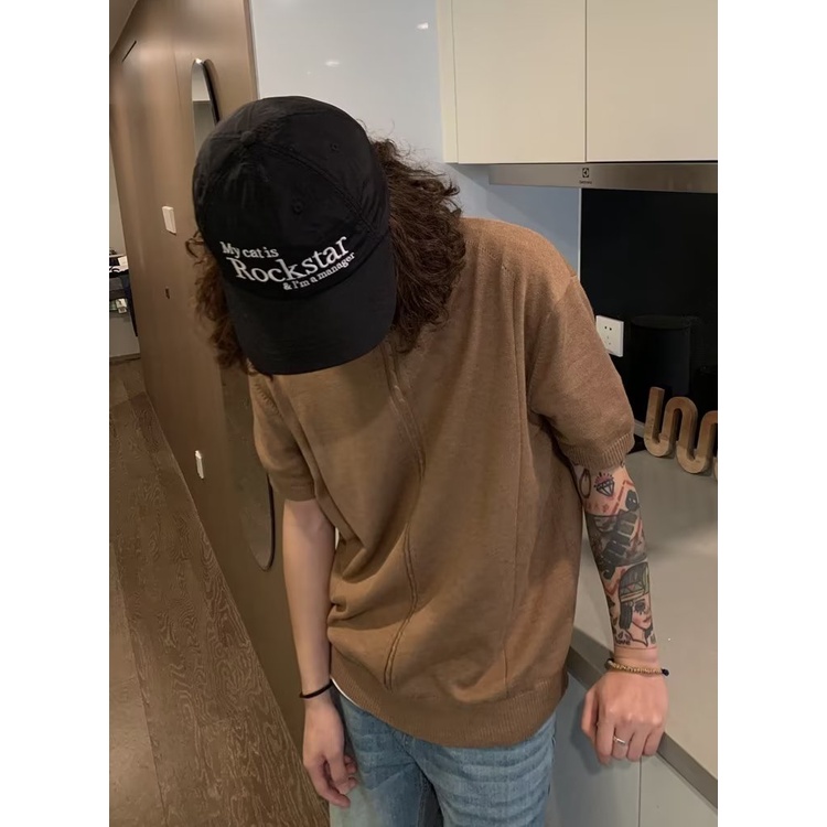 Áo Thun Dệt Kim Ngắn Tay Cổ Tròn Thiết Kế Đơn Giản Thời Trang Cho Nam