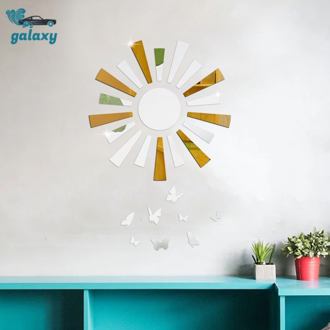 Galaxy Miếng Dán Tường Tráng Gương Acrylic Hình Hoa Hướng Dương / Bướm Phản Quang Trang Trí Nhà Cửa