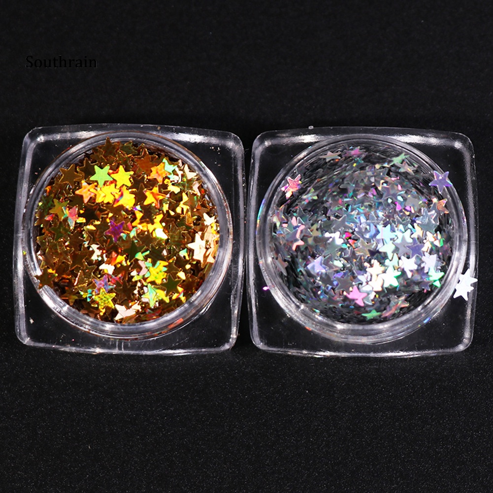 Hộp Kim Tuyến Hình Ngôi Sao 3mm Tự Nhiên Dùng Trang Trí Móng Tay Nghệ Thuật